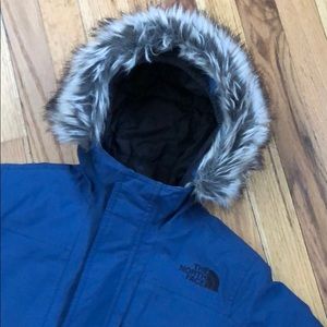 Blue The North Face kids winter coat
